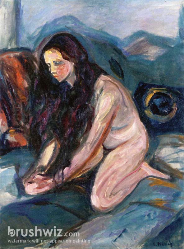 Kneeling Nude By Edvard Munch Oil Painting Reproduction