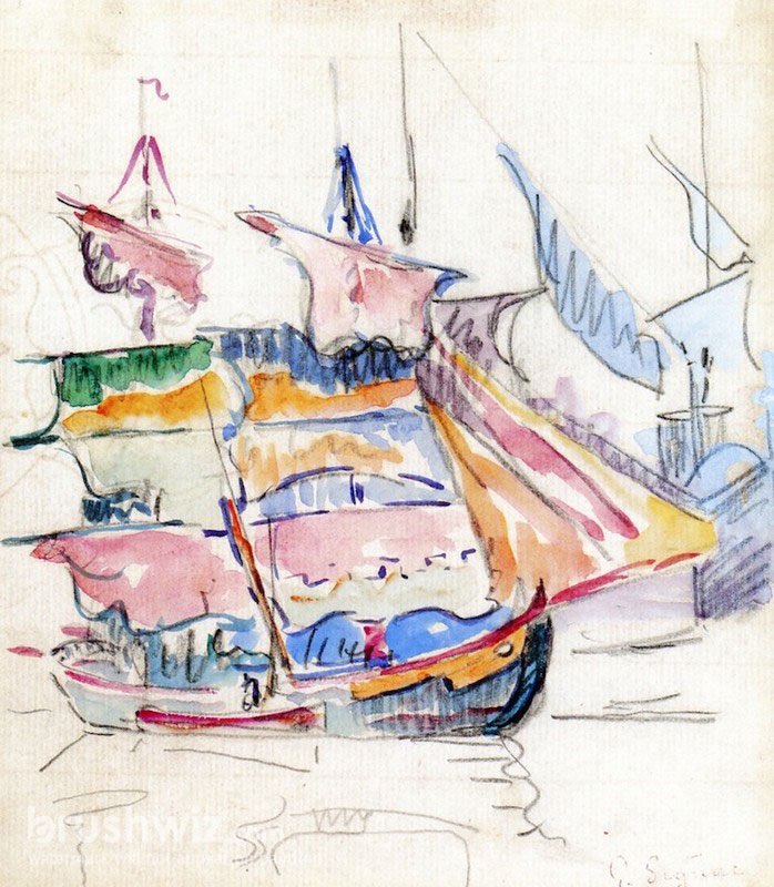 Sailboats By Paul Signac Oil Painting Reproduction