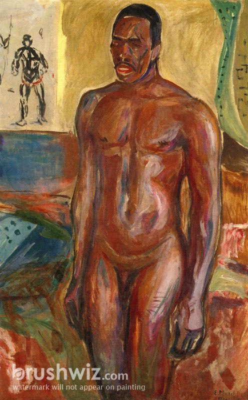 Standing Naked African By Edvard Munch Oil Painting Reproduction