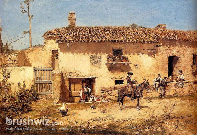 A Spanish Farm by Jose Benlliure Y Gil Oil Painting Reproduction