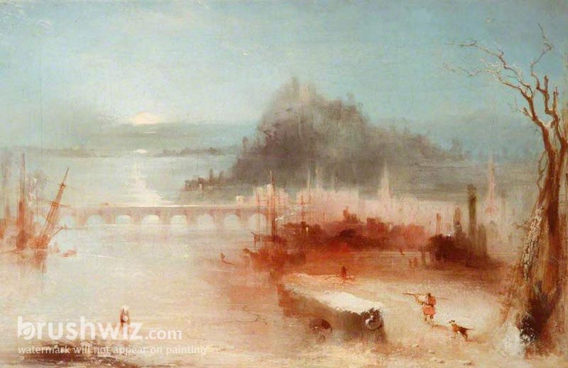 Sundown over a lake - Joseph Mallord William Turner as art print or hand  painted oil.