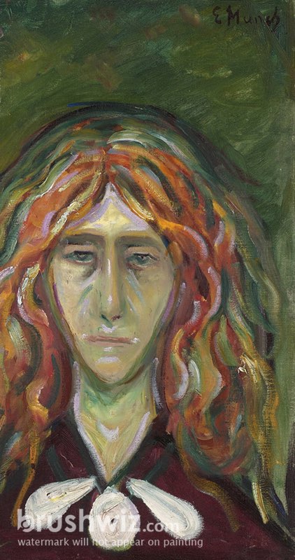 Caricature Portrait Of Tulla Larsen by Edvard Munch - Oil Painting ...