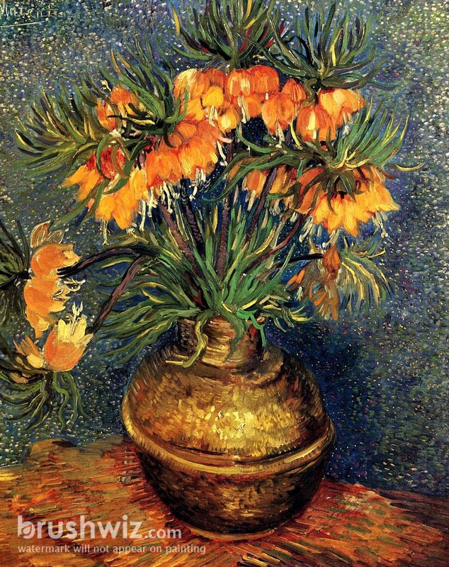 Crown Imperials In A Copper Vase by Vincent Van Gogh - Oil Painting ...