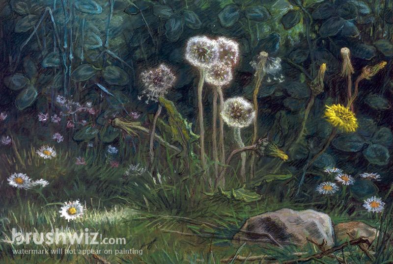 dandelion oil painting