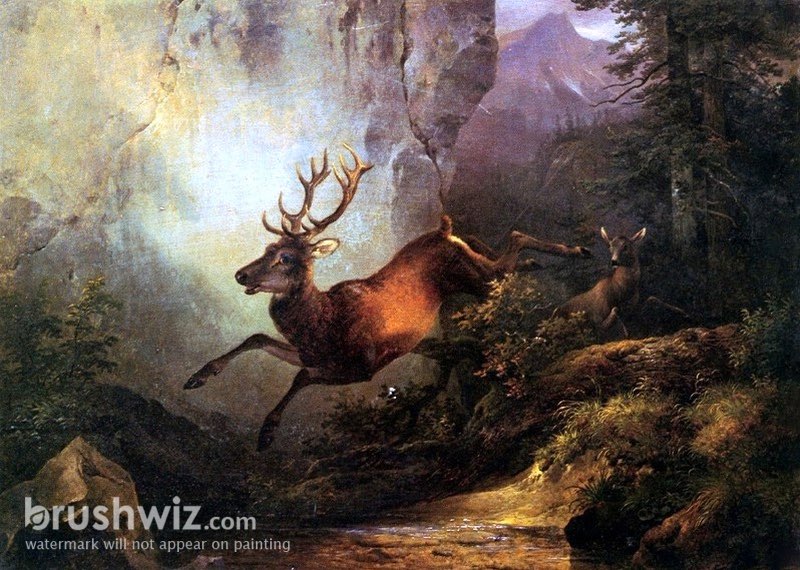 running deer painting