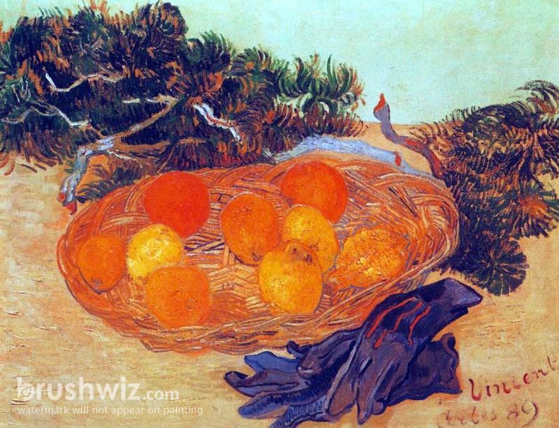 Fruit Basket And Gloves by Vincent Van Gogh - Oil Painting Reproduction