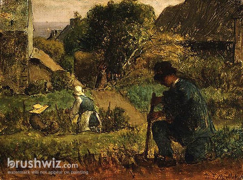 oil painting garden scene