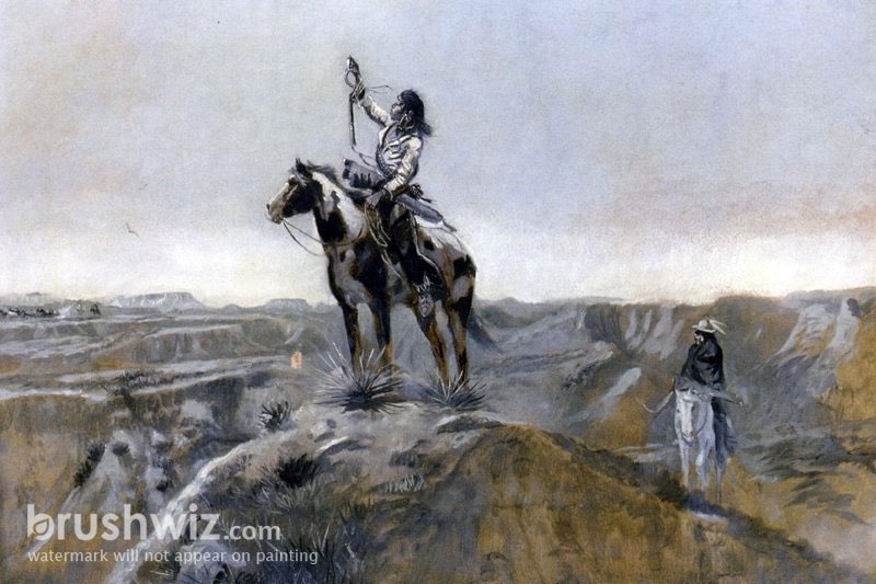 Indian Telegraphing by Charles Marion Russell - Oil Painting Reproduction