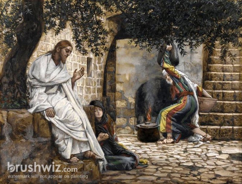 Mary Magdalene At The Feet Of Jesus by James Jacques Joseph Tissot