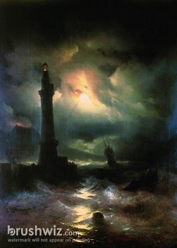 lighthouse oil painting