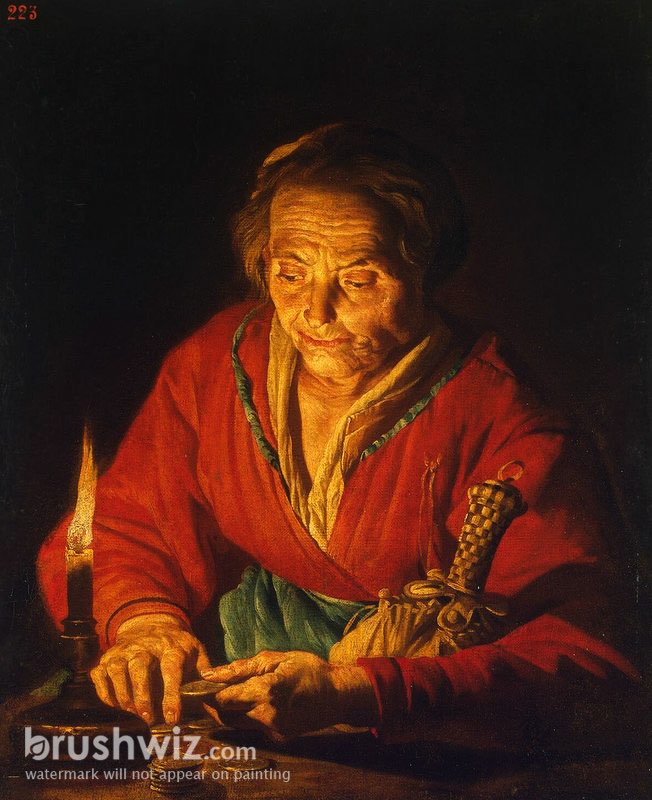 old woman oil painting