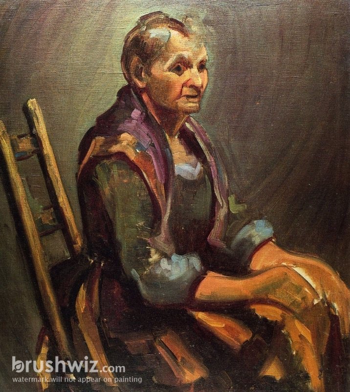 old lady sitting painting