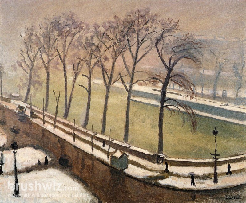 The Pont Neuf in the Snow, Paris by Albert Marquet Reproduction Painting  for Sale