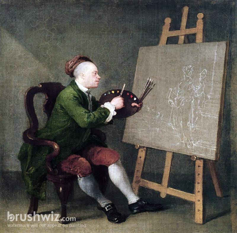 Self Portrait By William Hogarth Oil Painting Reproduction