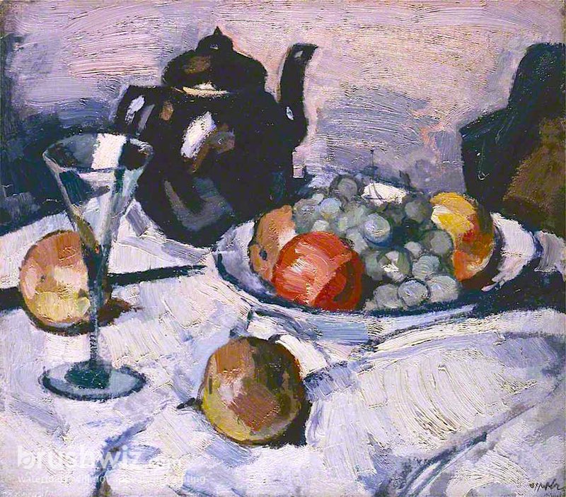 Fruit Bowl Pitcher And Fruit by Paul Cezanne Reproduction For Sale