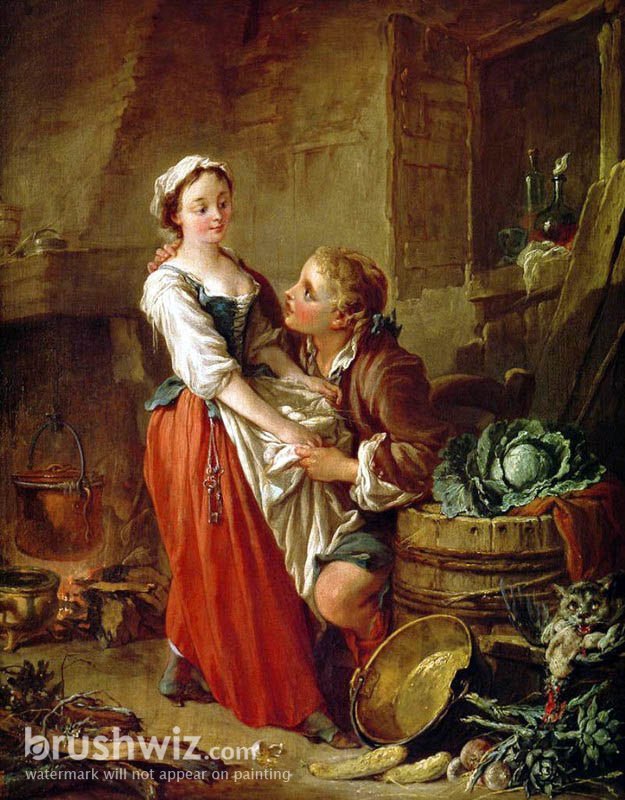 The Beautiful Kitchen Maid by Francois Boucher - Oil Painting Reproduction