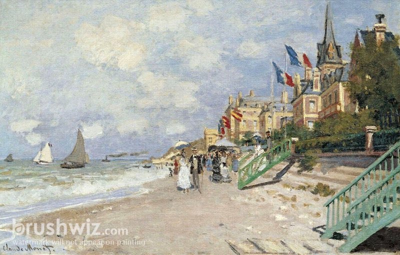 monet painting beach in