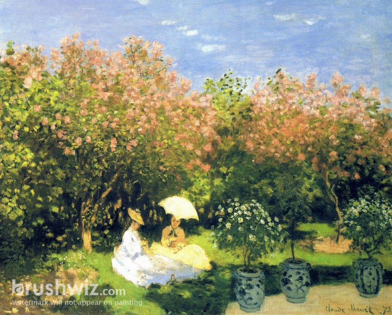 The Garden by Claude Monet - Oil Painting Reproduction