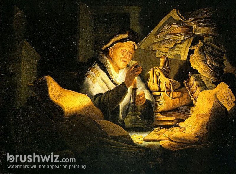 The Money Changer by Rembrandt Oil Painting Reproduction