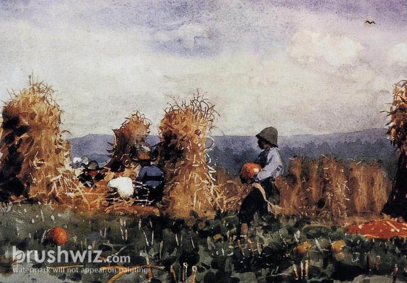 pumpkin patch oil painting