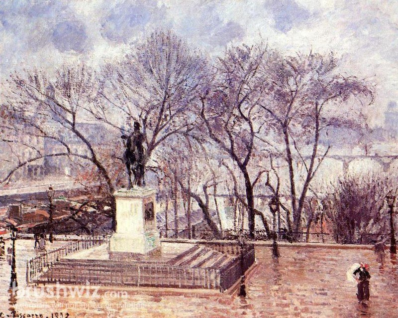 The Pont-Neuf: Rainy Afternoon by Camille Pissarro Reproduction For Sale