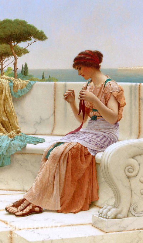 The Seamstress by John William Godward - Oil Painting Reproduction