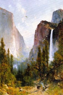 Fishing In Yosemite Valley by Thomas Hill - Oil Painting Reproduction