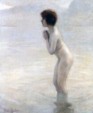 Vintage Watercolor Painting After Paul Emile Chabas September Morn