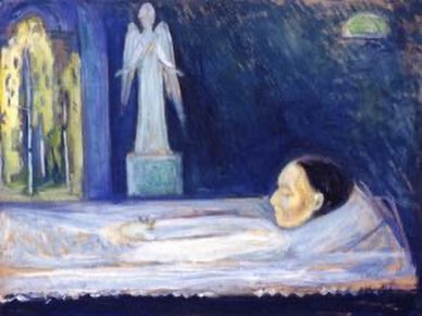 Night in Saint Cloud - Edvard Munch hand-painted oil painting, man  commanded a beautiful view of Seine, darkened, seemingly hallowed room