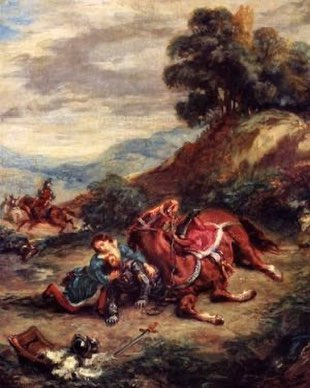 Eugène Delacroix, Moroccan Horseman Crossing a Ford (1850)