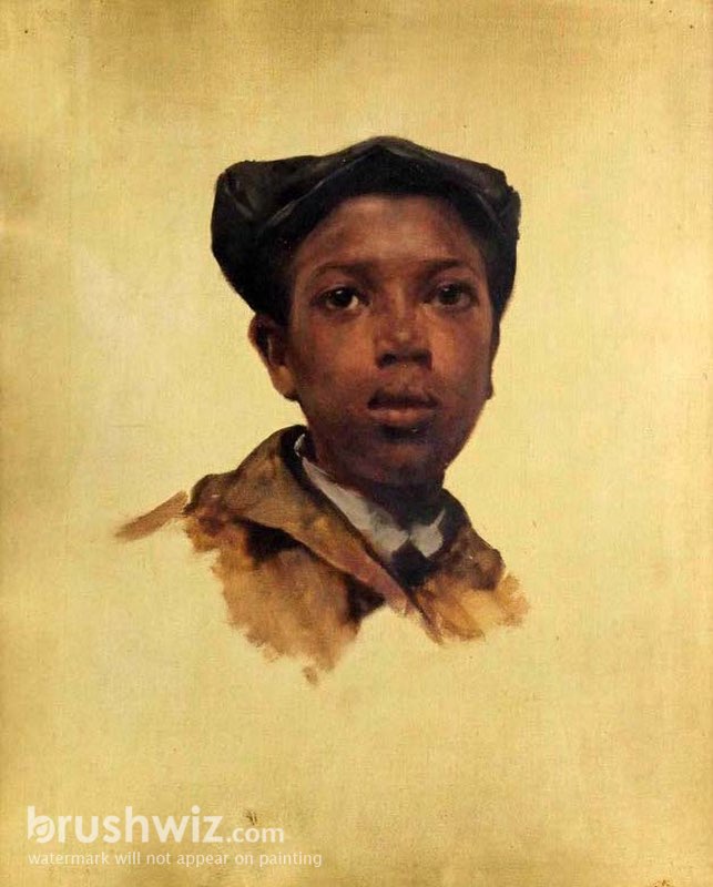 Unfinished Portrait Of A Negro Boy by Eastman Johnson - Oil Painting ...