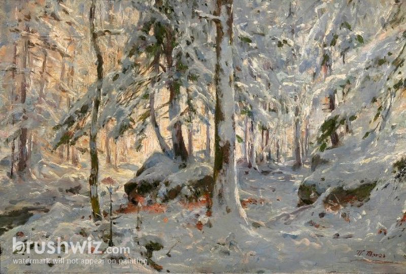 winter forest oil painting